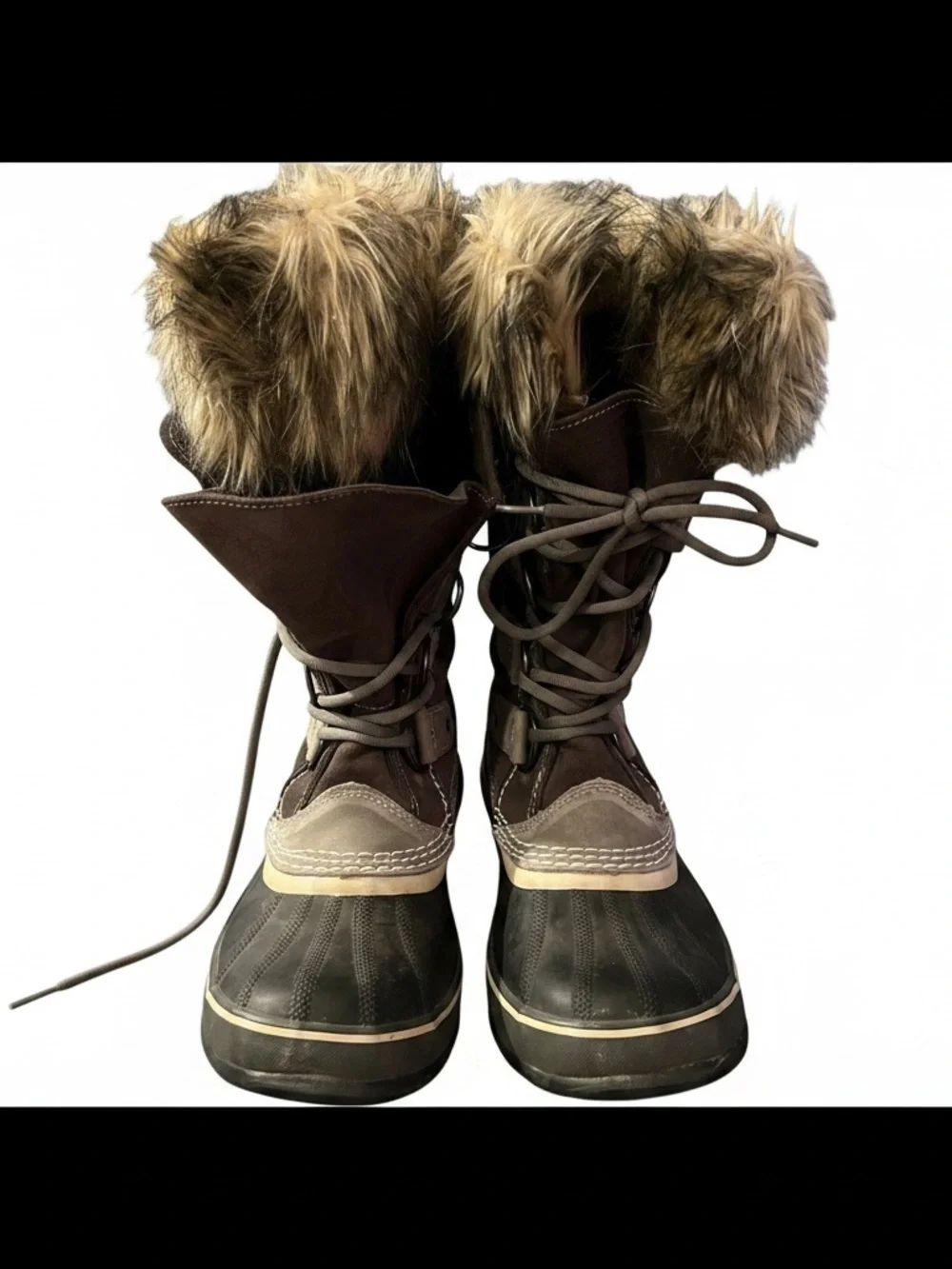 Sorel Joan of Artic Brown Faux-Fur Winter Lace-Up Boots Size 9 Women’s GUC!
